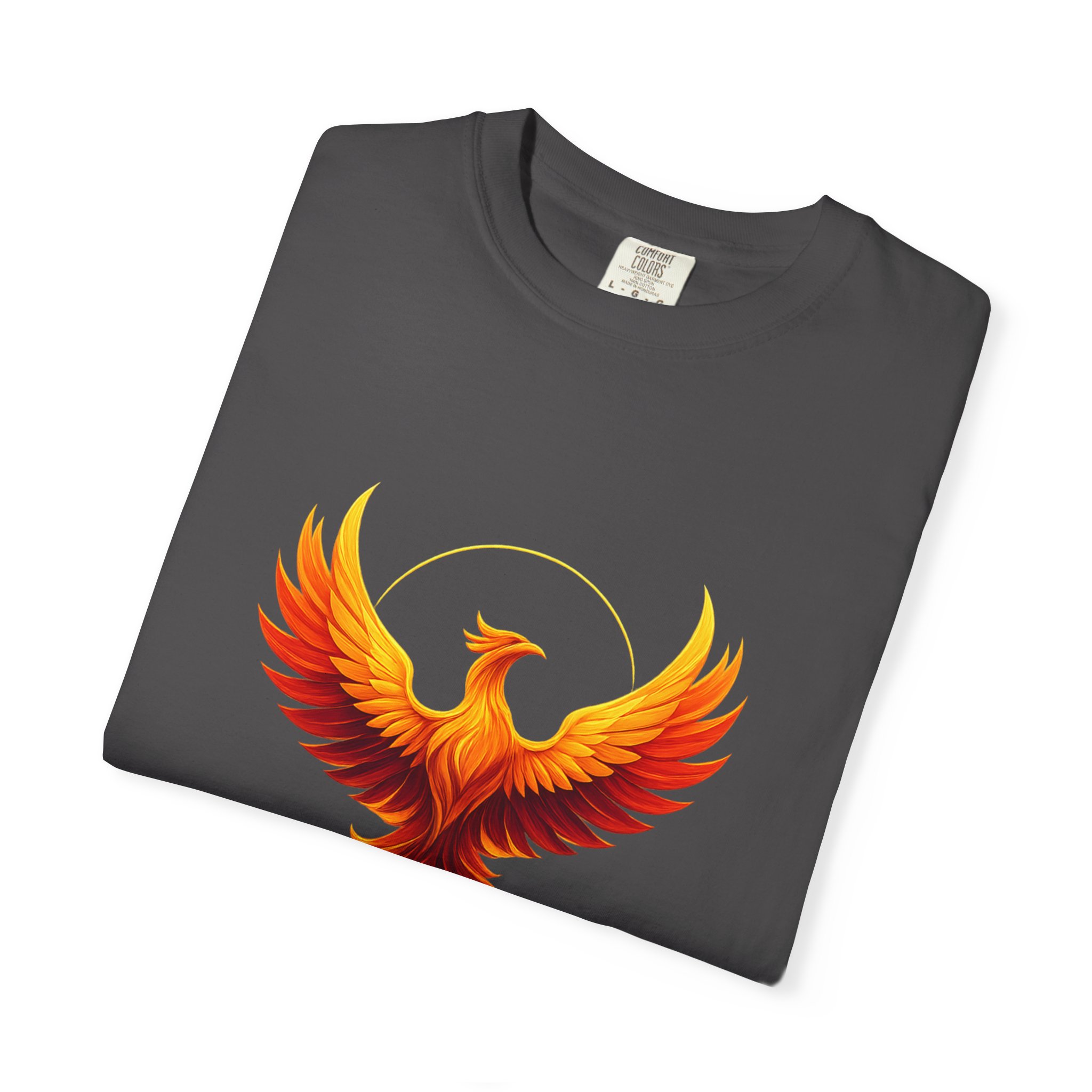 Phoenix illustration Soul Sistar Heather T-shirt | Flaming Bird Tee - Image 3