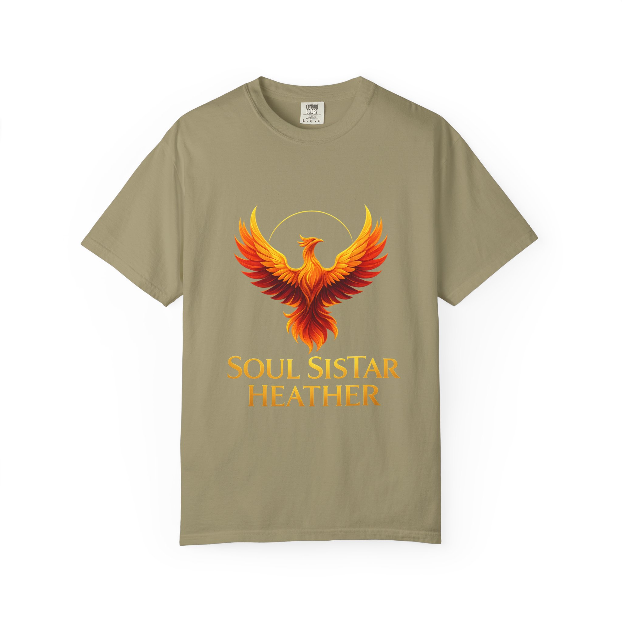 Phoenix illustration Soul Sistar Heather T-shirt | Flaming Bird Tee - Image 17