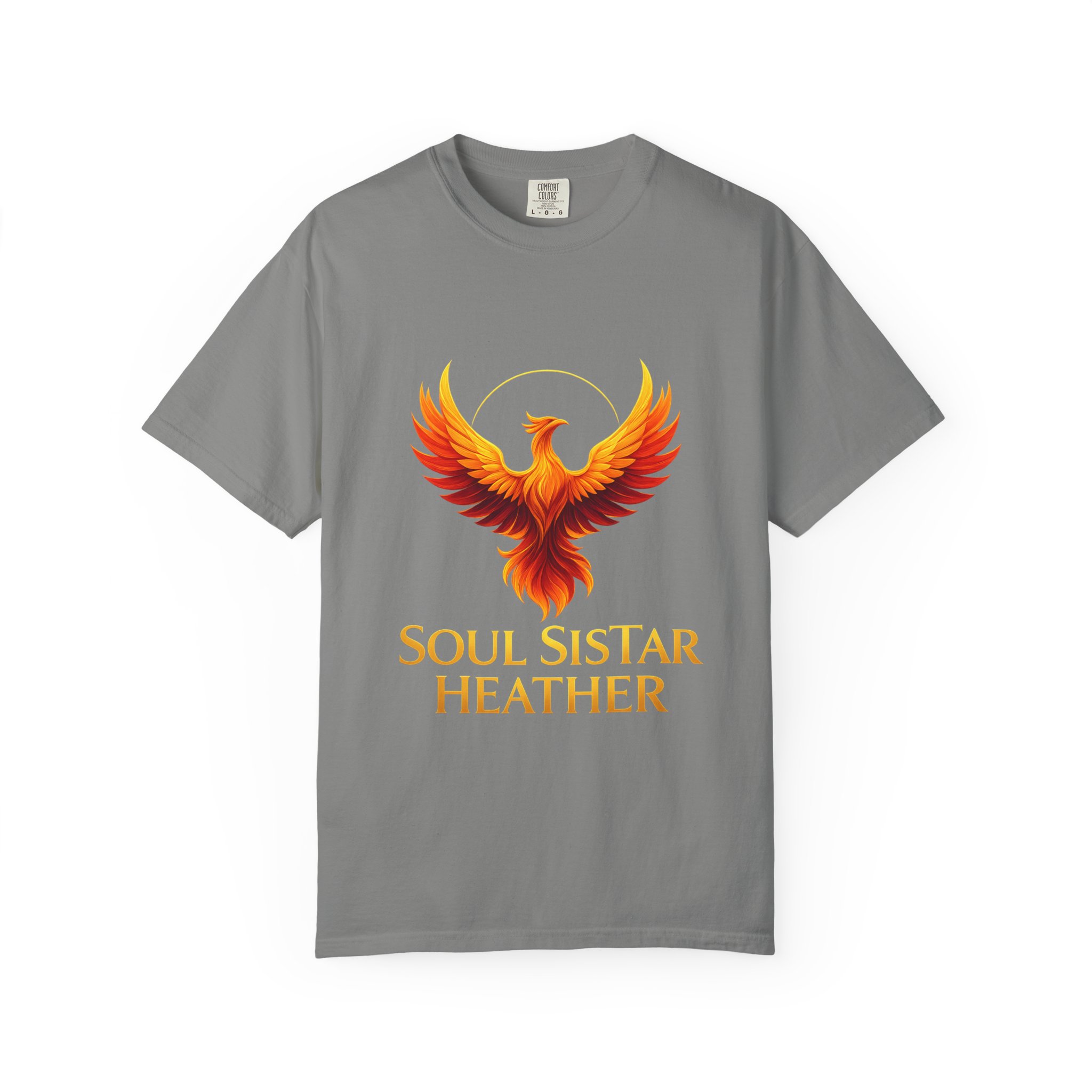 Phoenix illustration Soul Sistar Heather T-shirt | Flaming Bird Tee - Image 25