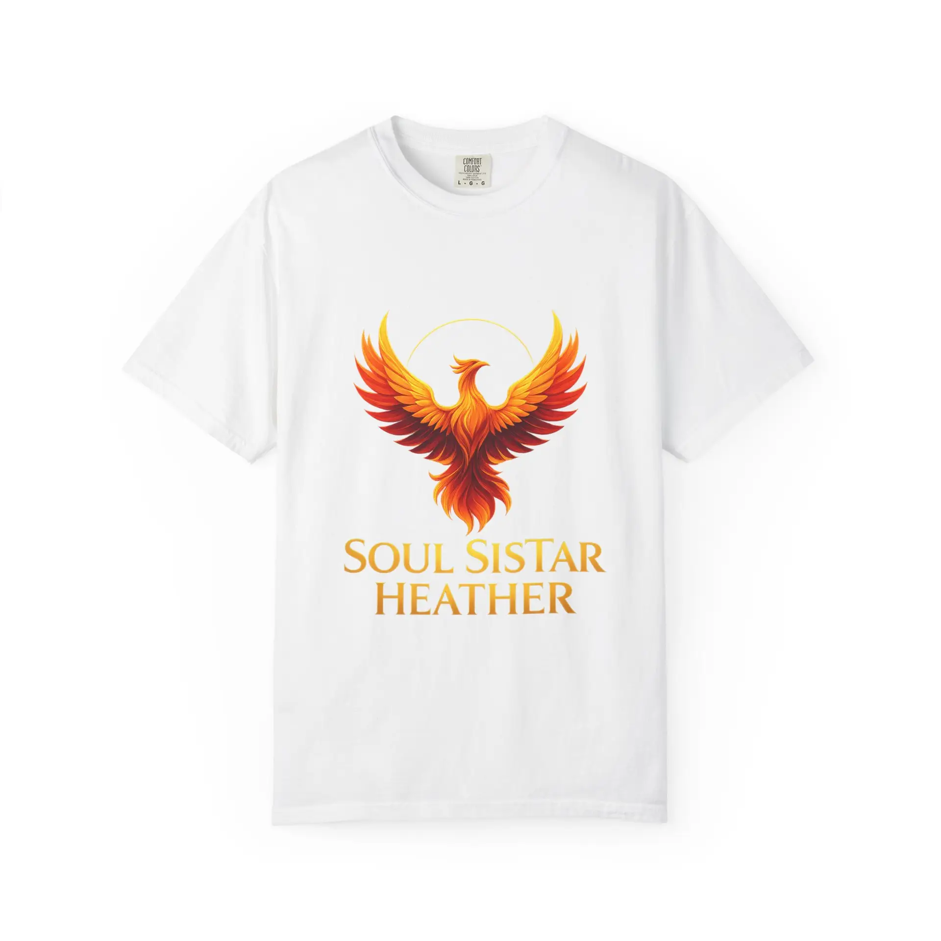 Phoenix illustration Soul Sistar Heather T-shirt | Flaming Bird Tee - Image 5