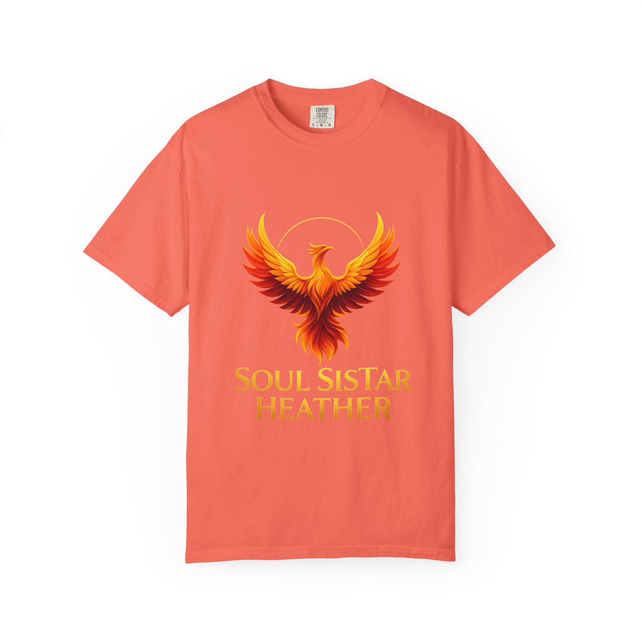 Phoenix illustration Soul Sistar Heather T-shirt | Flaming Bird Tee - Image 9