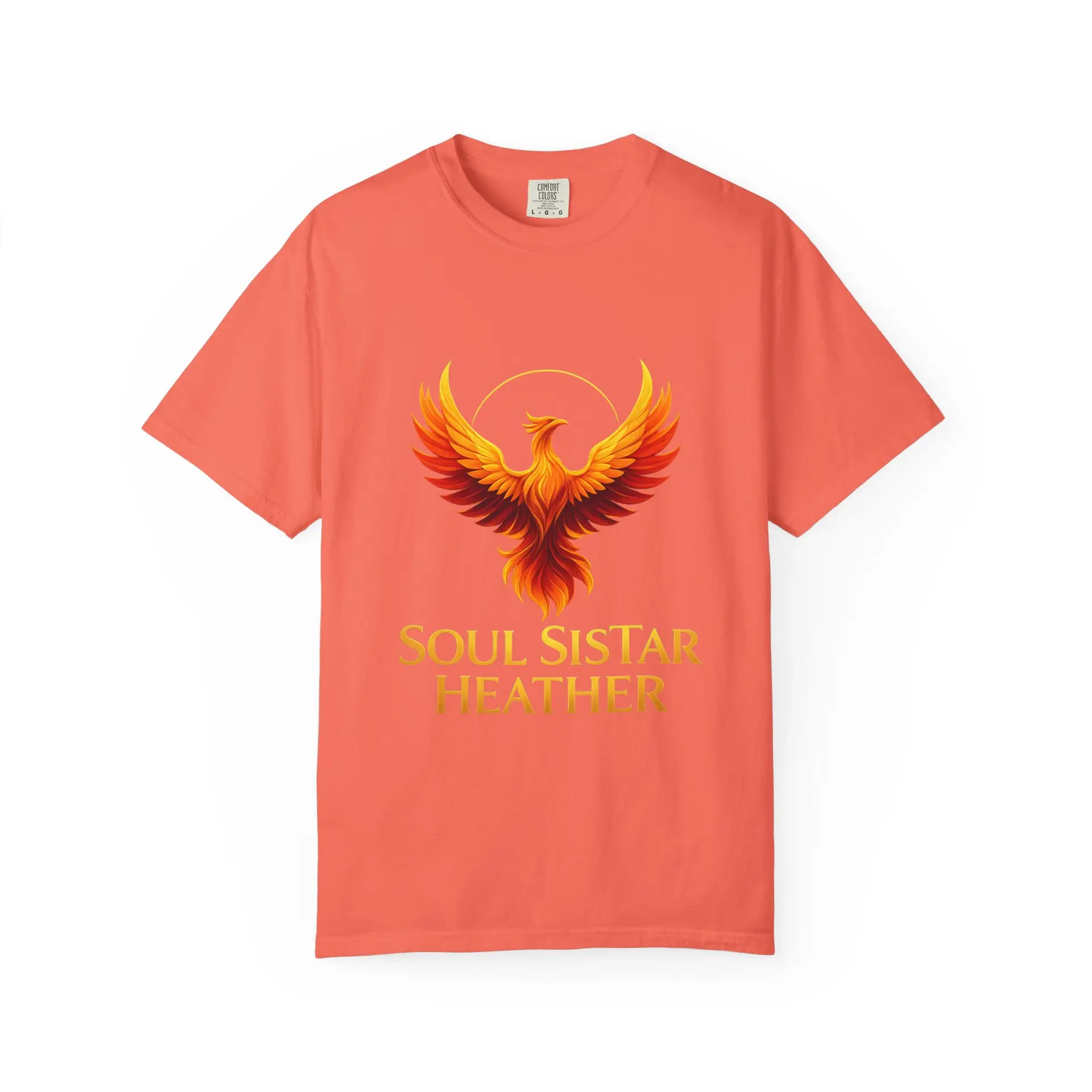 Phoenix illustration Soul Sistar Heather T-shirt | Flaming Bird Tee - Image 9