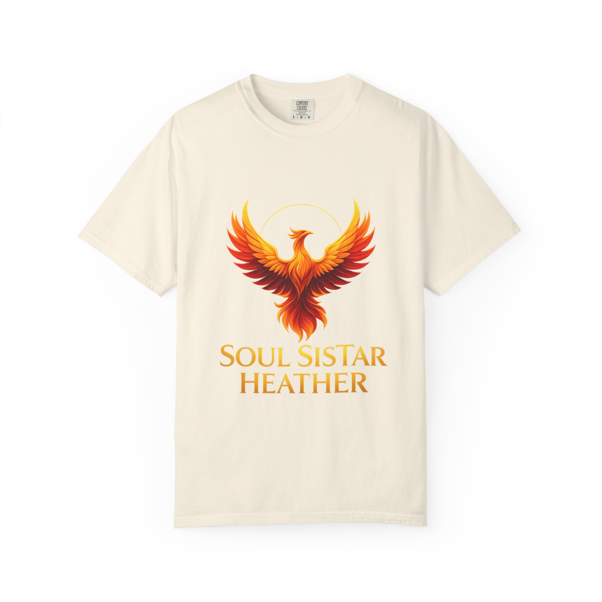 Phoenix illustration Soul Sistar Heather T-shirt | Flaming Bird Tee - Image 13